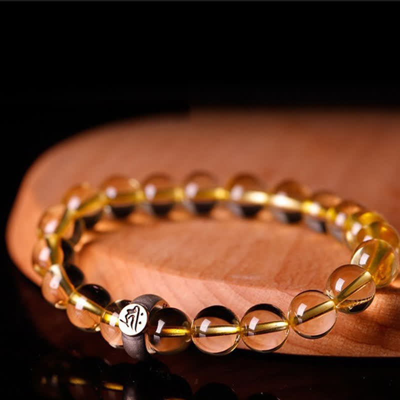 Bracelet du zodiaque chinois en citrine de 8 mm pour la protection spirituelle