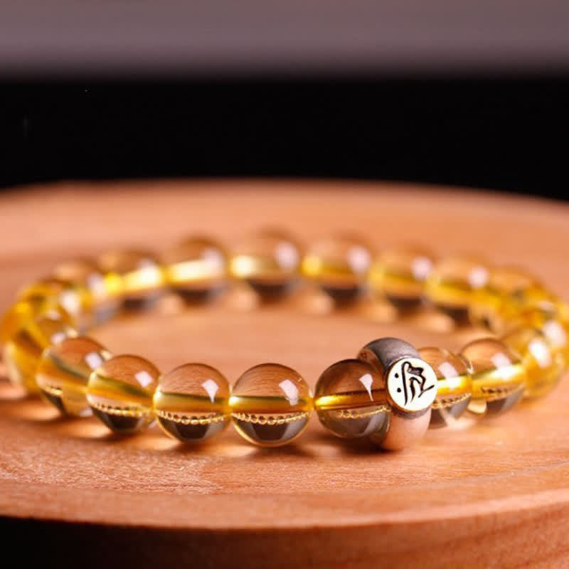 Bracelet du zodiaque chinois en citrine de 8 mm pour la protection spirituelle