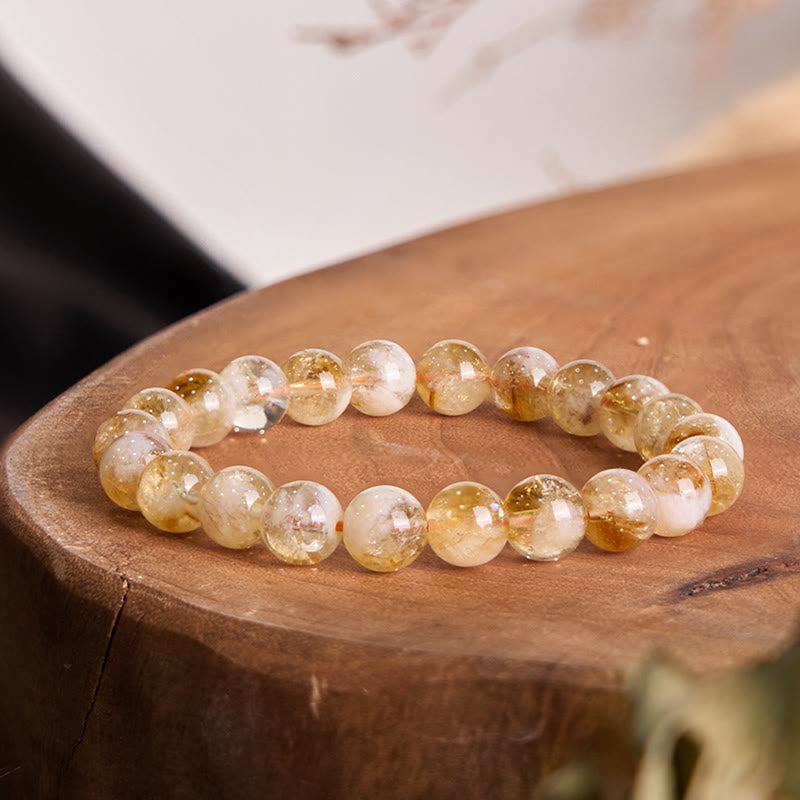 Bracelet de prospérité flocon de neige en citrine 8 mm pour femme