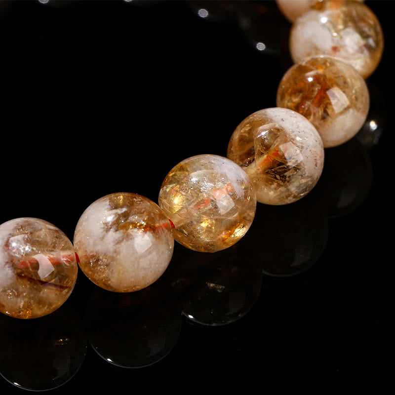 Bracelet de prospérité flocon de neige en citrine 8 mm pour femme