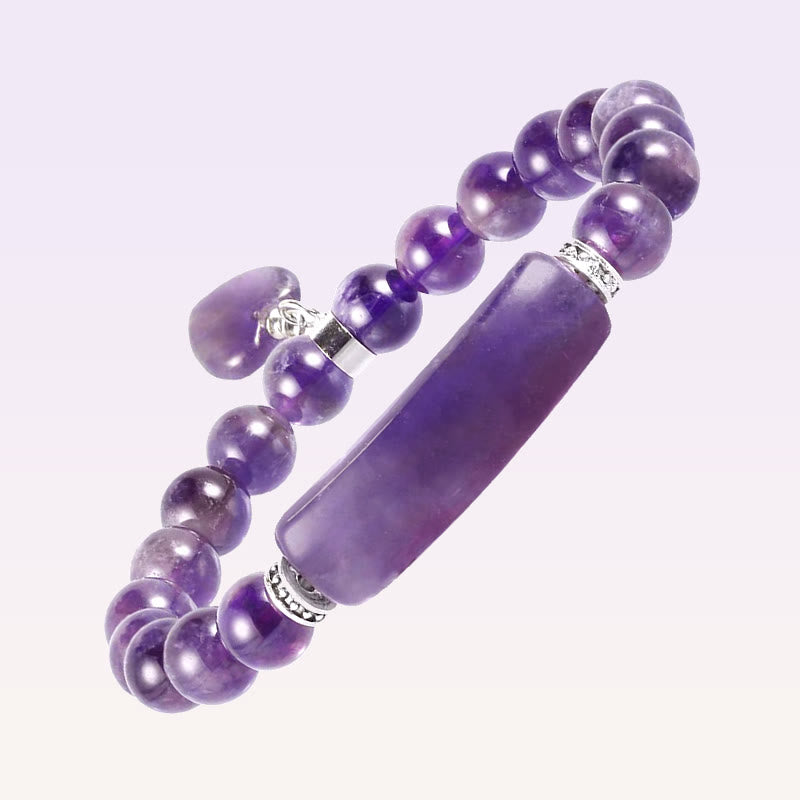 Bracelet de guérison en quartz transparent de 8 mm avec cœur d'amour pour l'équilibre