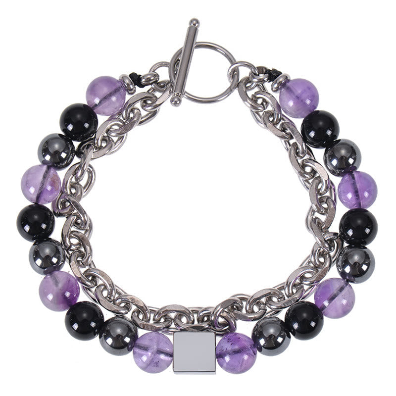 Bracelet de protection double tour en œil de tigre coloré de 8 mm