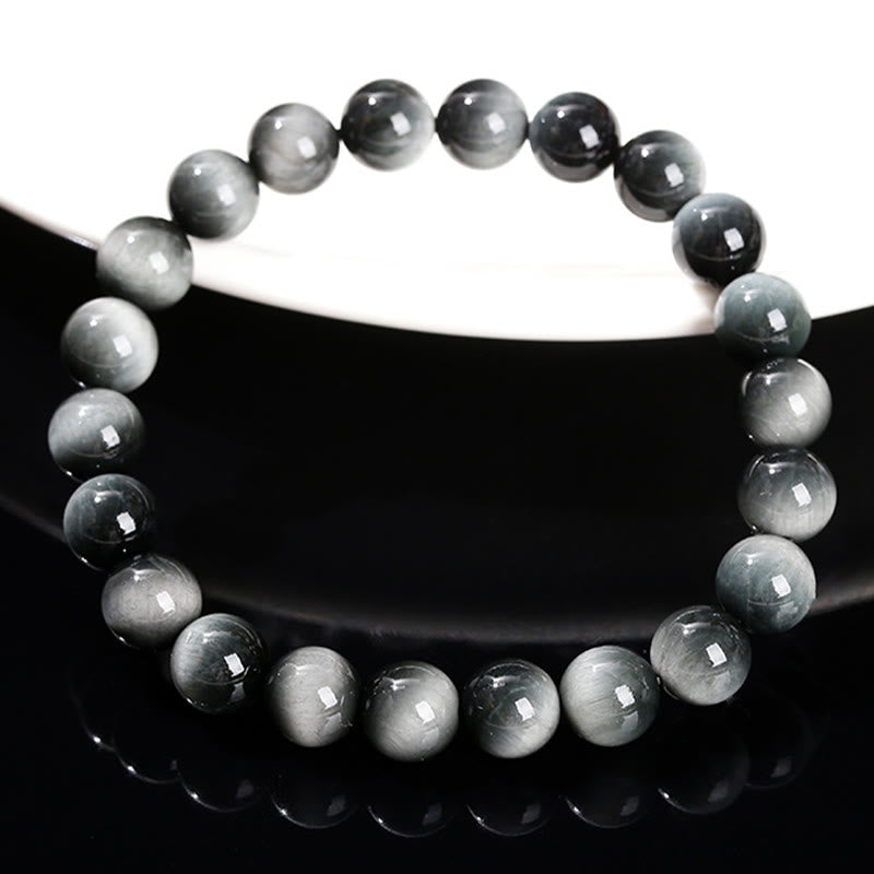 Bracelet courageux à énergie positive en pierre œil d'aigle de 8 mm pour femme