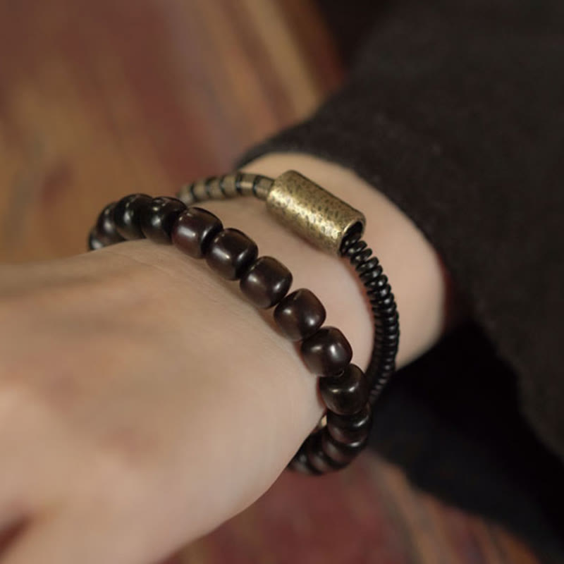 Bracelet d'équilibre vintage en bois d'ébène et cuivre de 8 mm