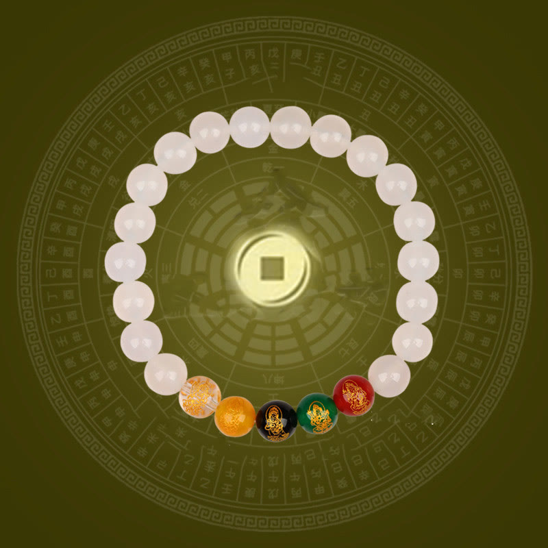 Bracelet porte-bonheur en agate des cinq éléments de 8 mm pour l'équilibre spirituel