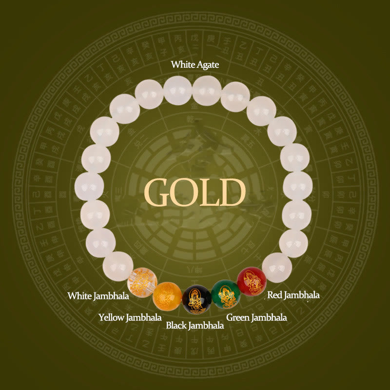 Bracelet porte-bonheur en agate des cinq éléments de 8 mm pour l'équilibre spirituel