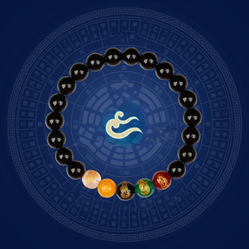 Bracelet porte-bonheur en agate des cinq éléments de 8 mm pour l'équilibre spirituel