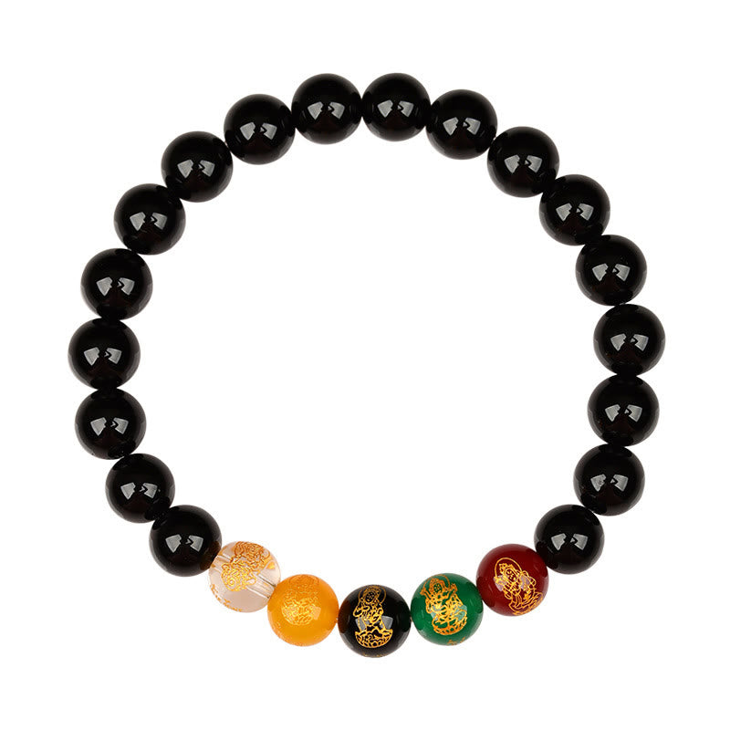 Bracelet porte-bonheur en agate des cinq éléments de 8 mm pour l'équilibre spirituel