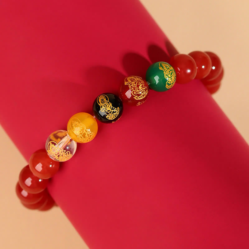 Bracelet porte-bonheur en agate des cinq éléments de 8 mm pour l'équilibre spirituel