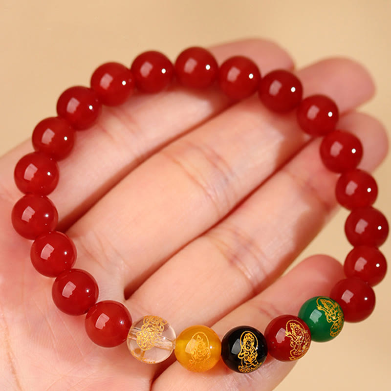 Bracelet porte-bonheur en agate des cinq éléments de 8 mm pour l'équilibre spirituel