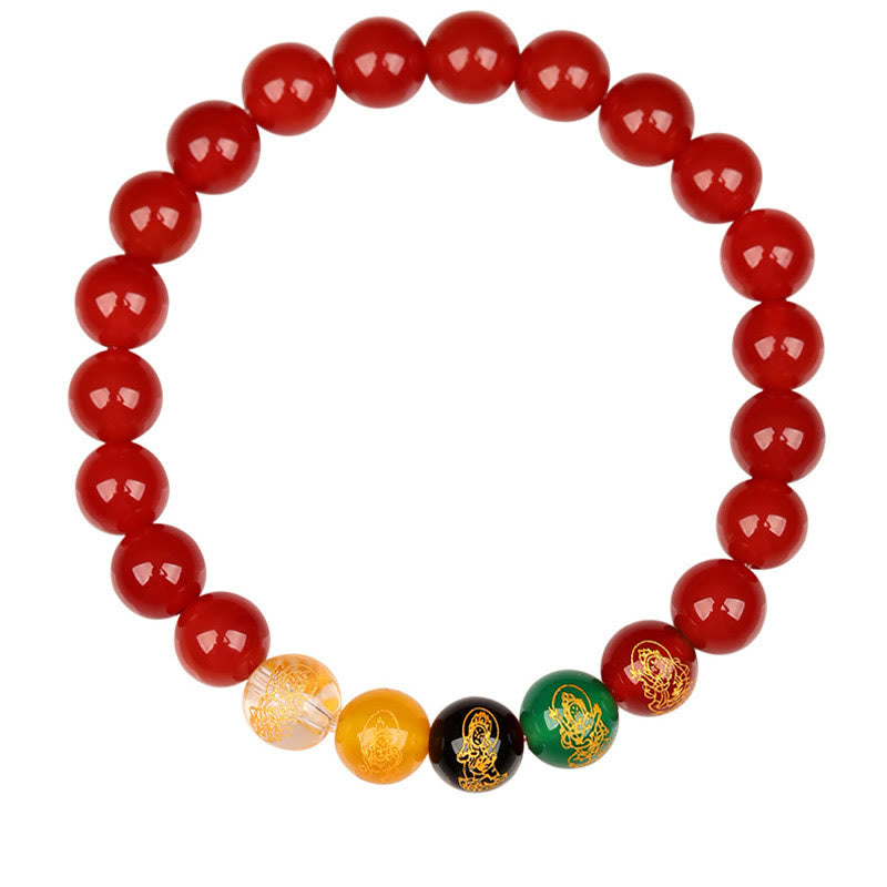 Bracelet porte-bonheur en agate des cinq éléments de 8 mm pour l'équilibre spirituel