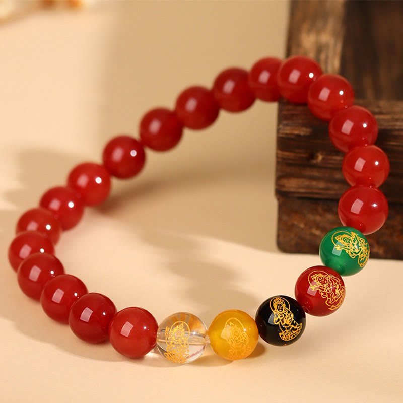 Bracelet porte-bonheur en agate des cinq éléments de 8 mm pour l'équilibre spirituel