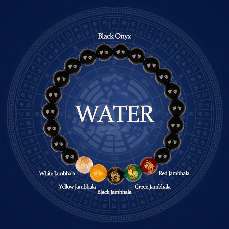 Bracelet porte-bonheur en agate des cinq éléments de 8 mm pour l'équilibre spirituel