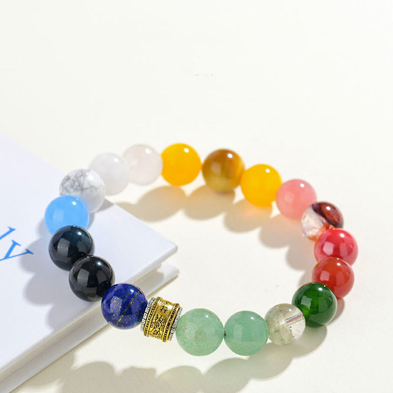 Bracelet porte-bonheur des cinq éléments de 8 mm avec diverses perles d'agate et d'obsidienne