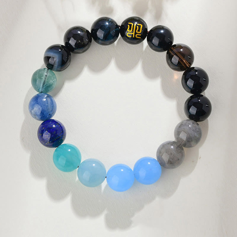 Bracelet en agate jaune des cinq éléments de 8 mm pour l'équilibre et la prospérité