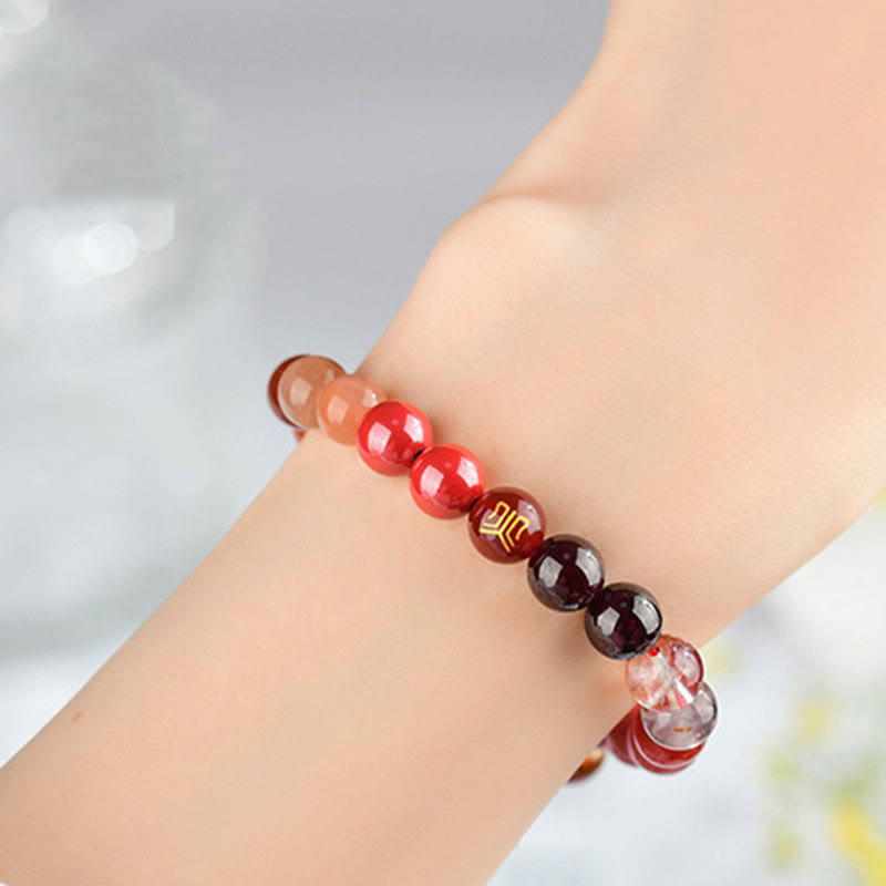 Bracelet en agate jaune des cinq éléments de 8 mm pour l'équilibre et la prospérité