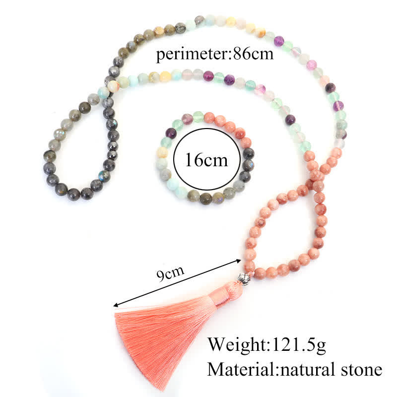 Bracelet Mala de protection en fluorite noire pailletée de 8 mm