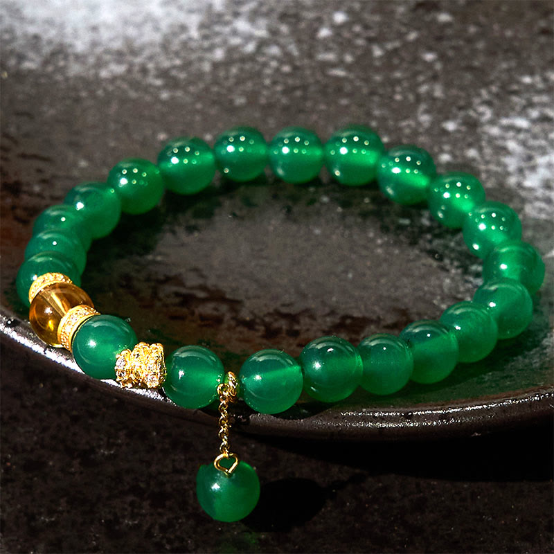 Bracelet de pouvoir en agate verte et citrine de 8 mm pour le succès et la clarté