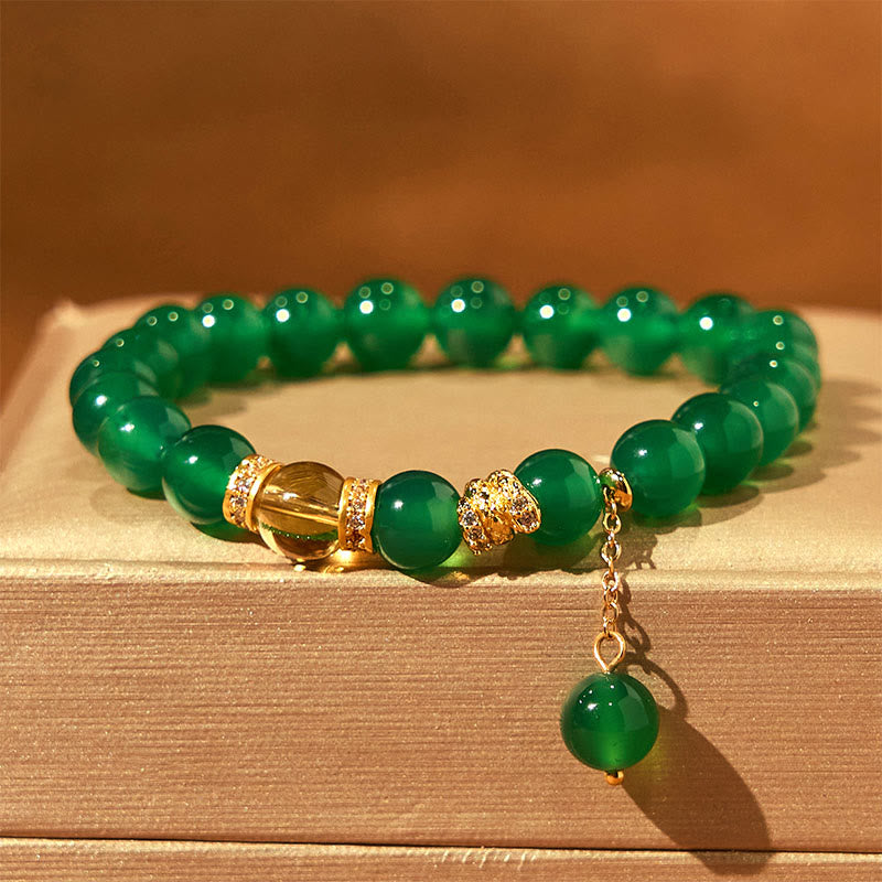Bracelet de pouvoir en agate verte et citrine de 8 mm pour le succès et la clarté