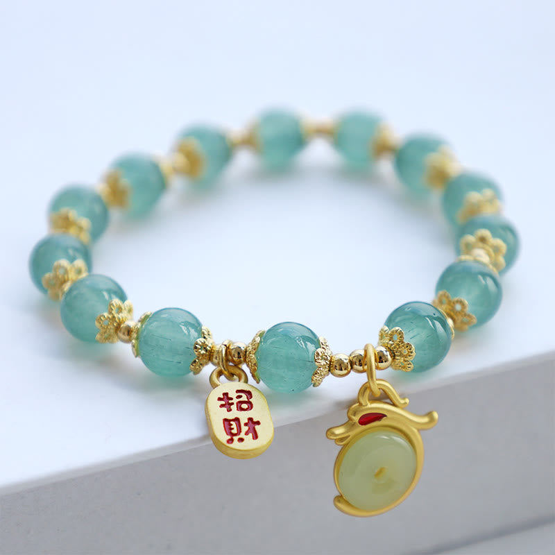 Bracelet Dragon Porte-Bonheur en Aventurine Verte 8 mm