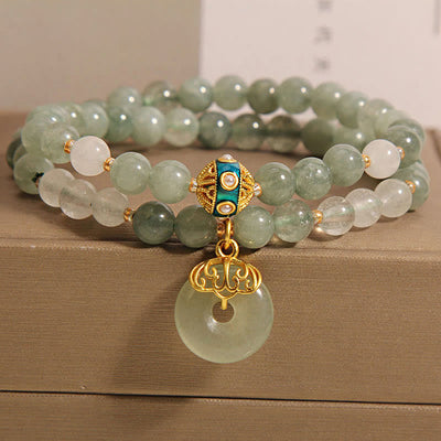 Bracelet porte-bonheur avec boucle de paix en aventurine verte de 8 mm