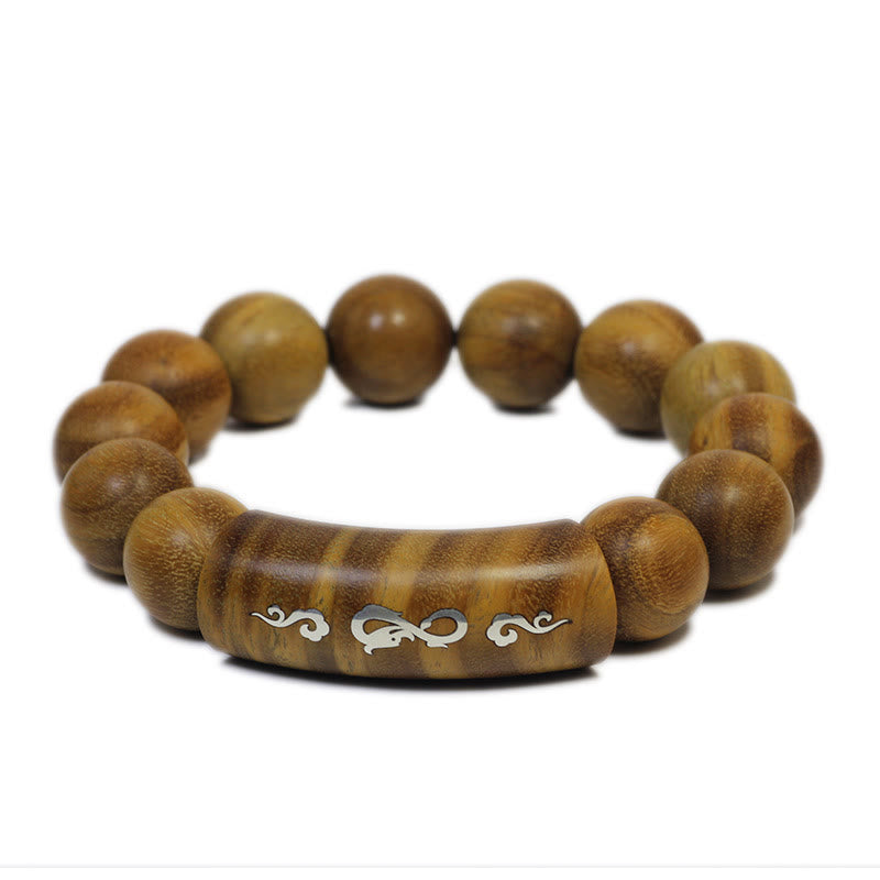 Bracelet de paix Om Mani Padme Hum en bois de santal vert 8 mm