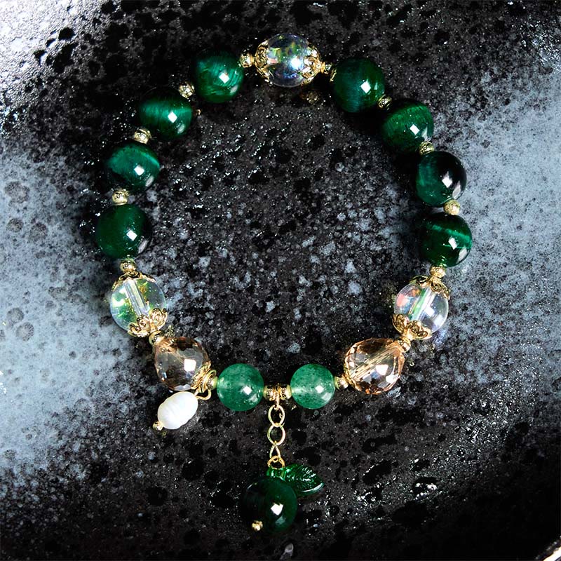 Bracelet œil de tigre vert 8 mm pour femme | Énergie positive