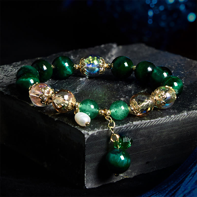 Bracelet œil de tigre vert 8 mm pour femme | Énergie positive