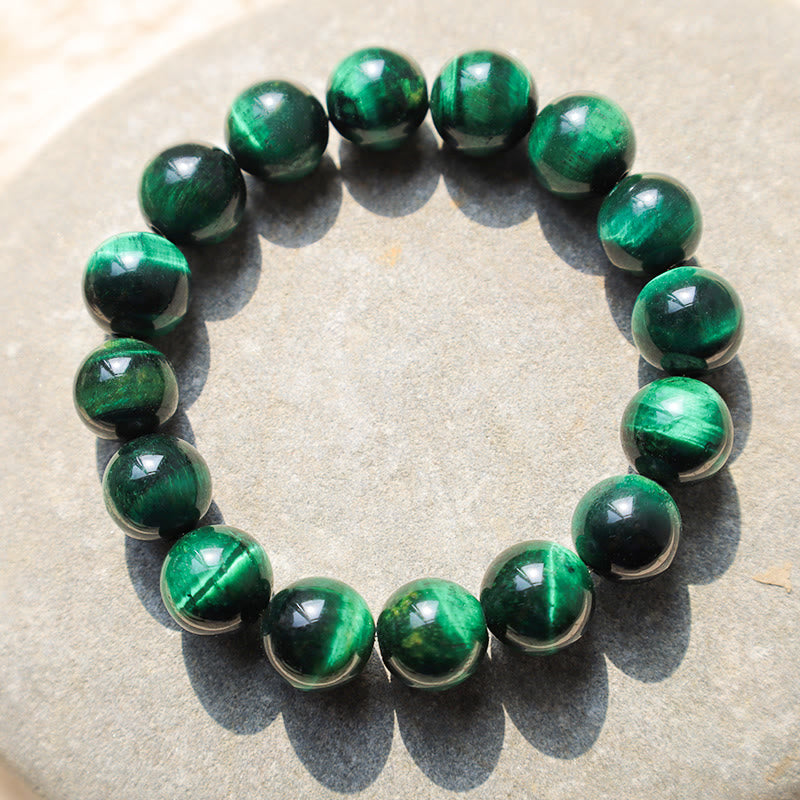 Bracelet de guérison et de croissance en œil de tigre vert de 8 mm