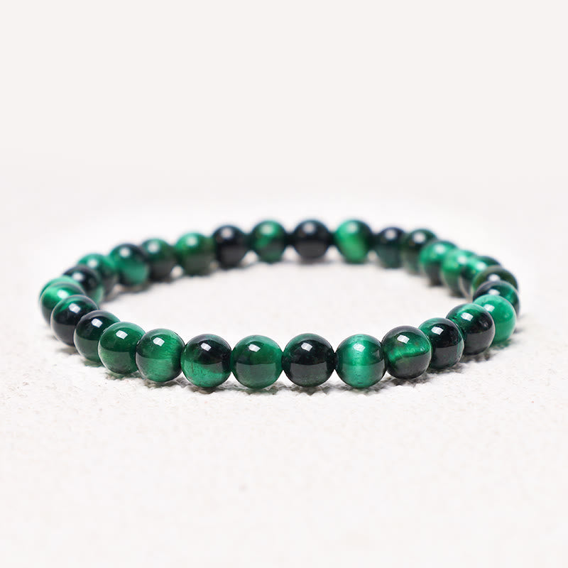 Bracelet de guérison et de croissance en œil de tigre vert de 8 mm