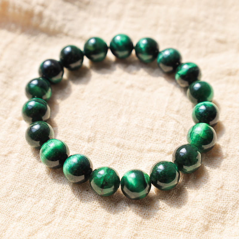 Bracelet de guérison et de croissance en œil de tigre vert de 8 mm