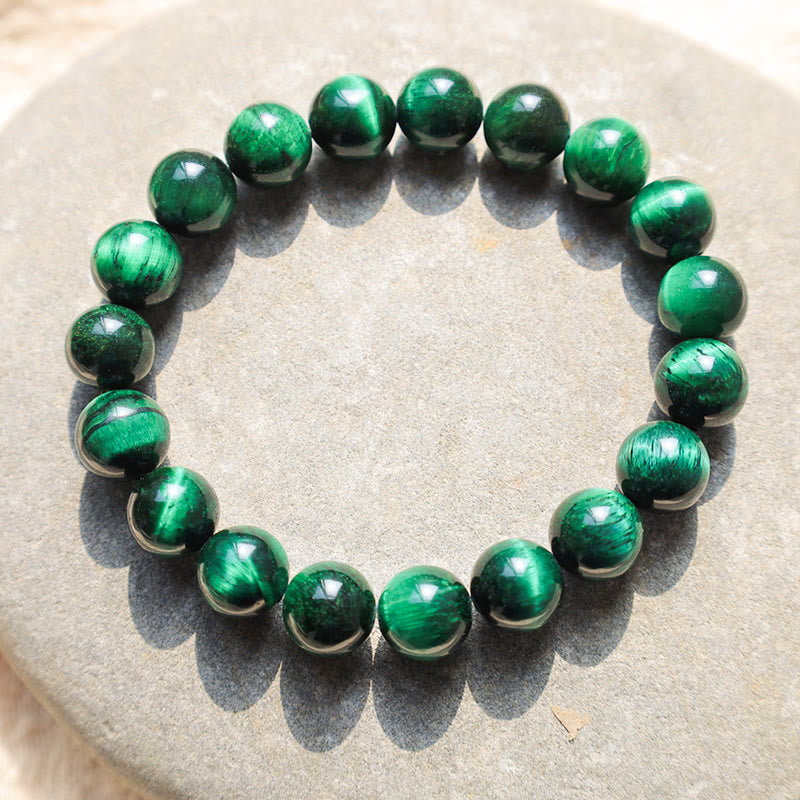 Bracelet de guérison et de croissance en œil de tigre vert de 8 mm