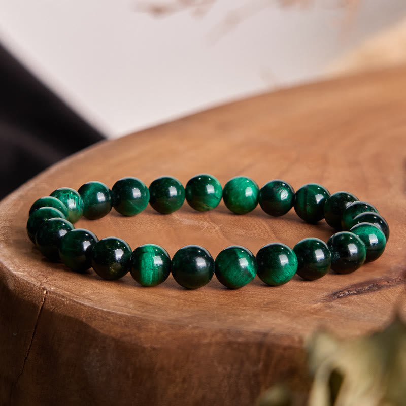 Bracelet de guérison et de croissance en œil de tigre vert de 8 mm