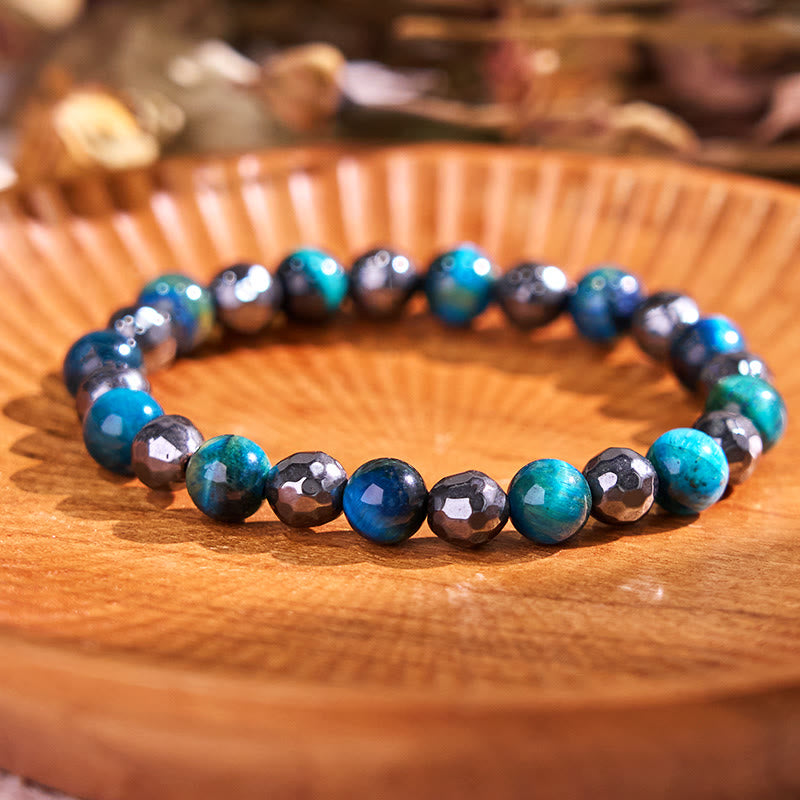 Ensemble de bracelets en hématite œil de tigre bleu 8 mm - Design Protection