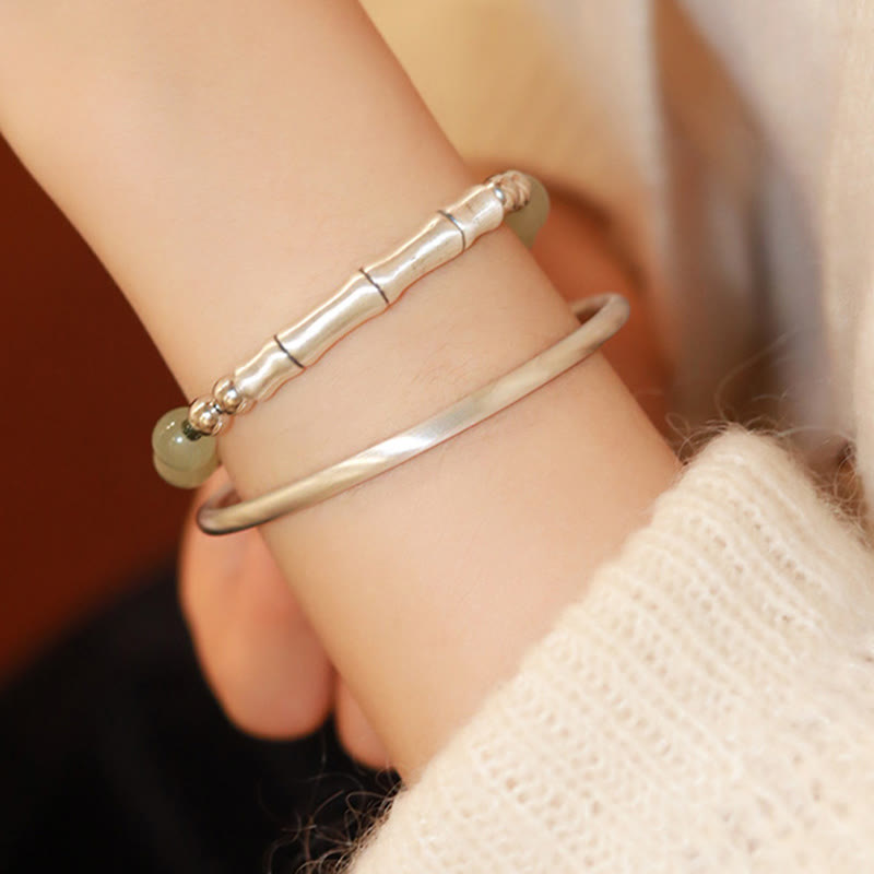 Bracelet d'abondance en jade Hetian de 8 mm avec personnage Fu