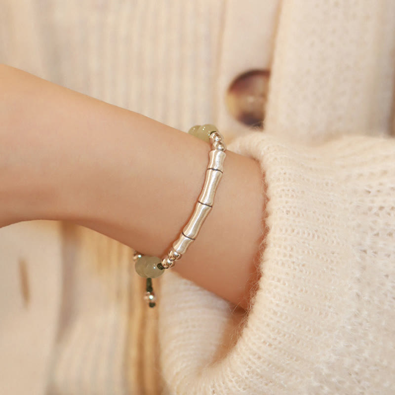 Bracelet d'abondance en jade Hetian de 8 mm avec personnage Fu