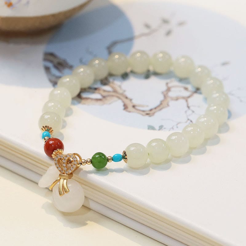 Bracelet de bénédiction en jade blanc Hetian de 8 mm pour la protection