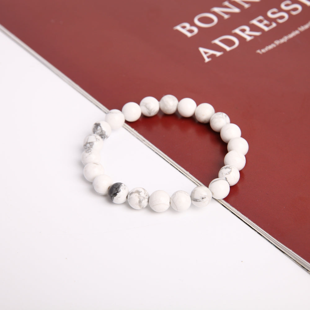 Bracelet spirituel en perles de howlite de 8 mm pour la guérison