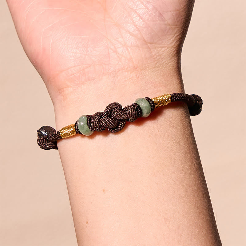Bracelet en fil rouge avec nœud porte-bonheur en jade de 8 mm