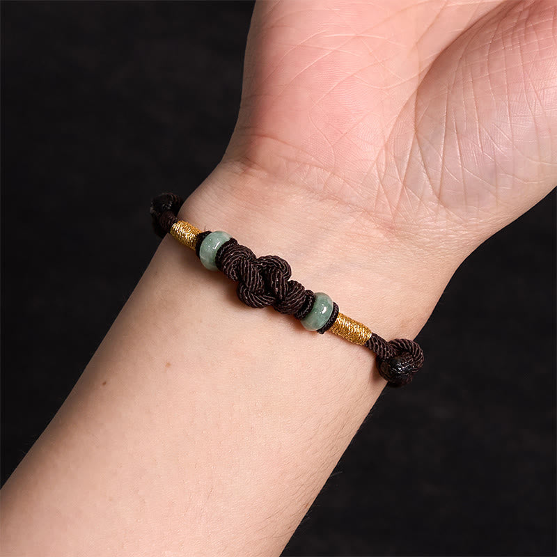 Bracelet en fil rouge avec nœud porte-bonheur en jade de 8 mm