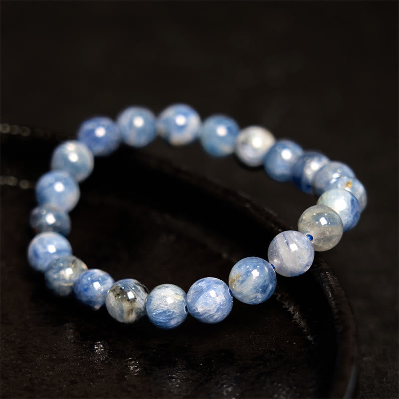 Bracelet de guérison spirituelle en cyanite de 8 mm pour le calme et la communication