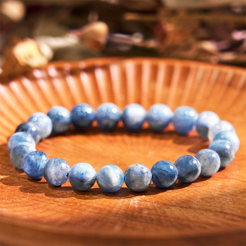Bracelet de guérison spirituelle en cyanite de 8 mm pour une connexion calme