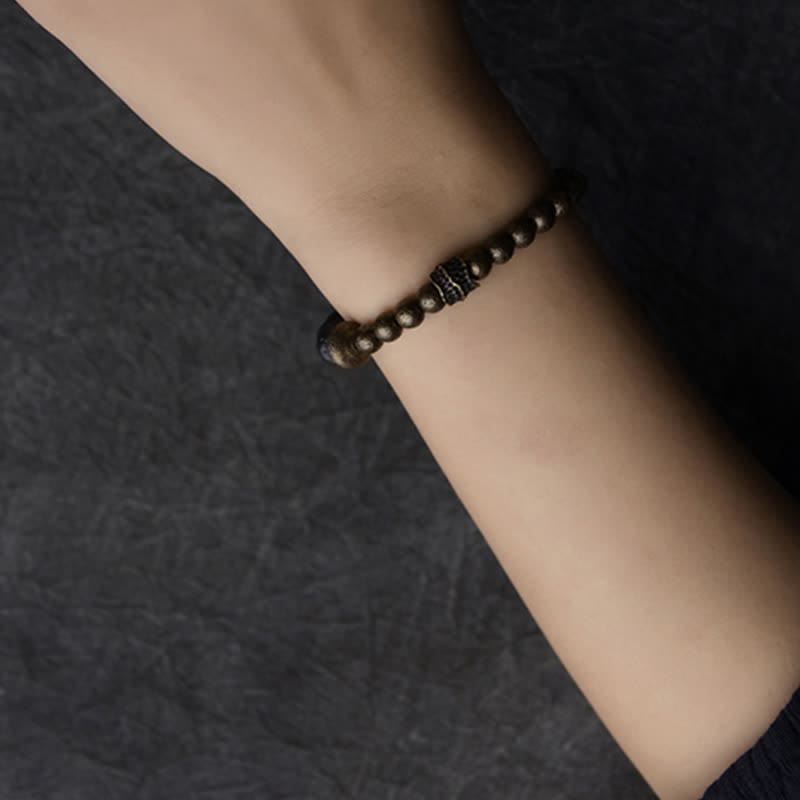 Bracelet d'équilibre spirituel en cuivre et pierre de lave de 8 mm