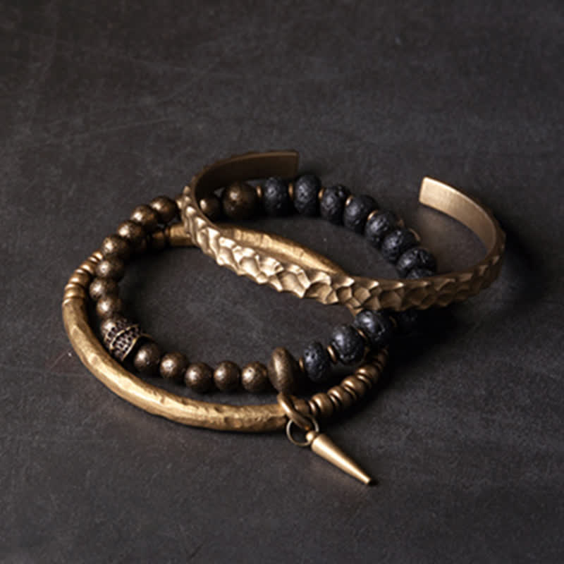 Bracelet d'équilibre spirituel en cuivre et pierre de lave de 8 mm