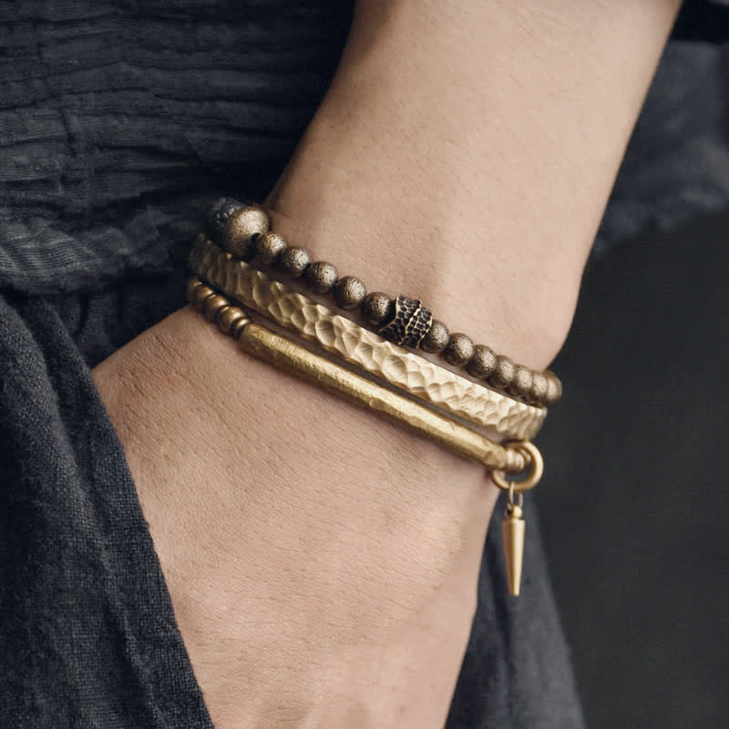 Bracelet d'équilibre spirituel en cuivre et pierre de lave de 8 mm