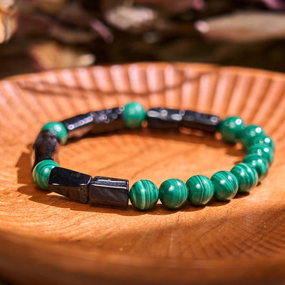 Bracelet unisexe Pureté Malachite Tourmaline Noire 8 mm