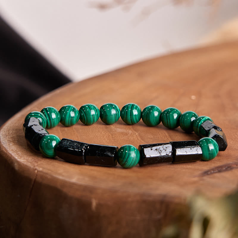 Bracelet Pureté et Protection Malachite Tourmaline Noire 8 mm