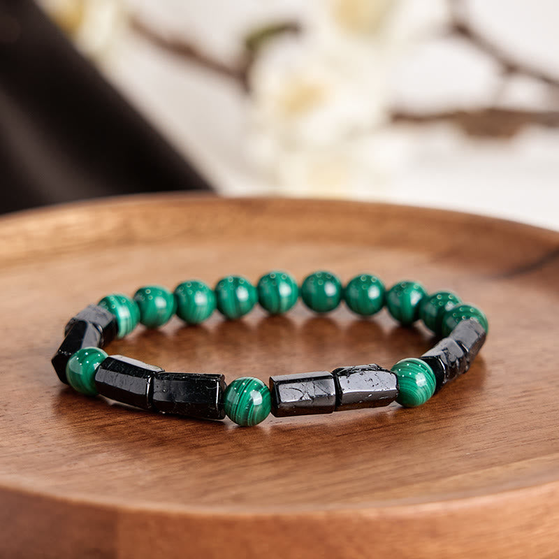 Bracelet Pureté et Protection Malachite Tourmaline Noire 8 mm