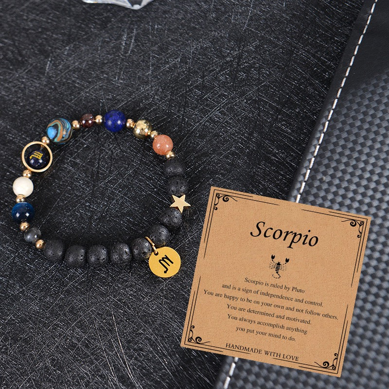8mm Mixed Crystal Spiritual Protection Bracelet with Zodiac Charms
