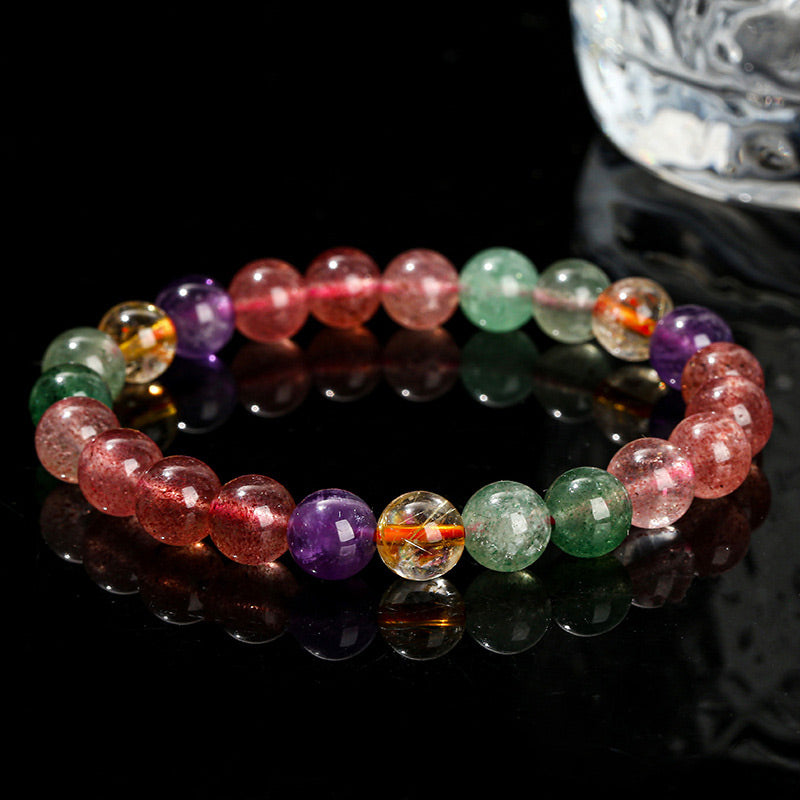 Bracelet Love en quartz fraise multicolore de 8 mm
